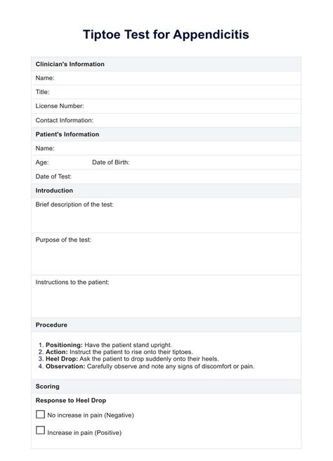 tiptoe test for appendicitis